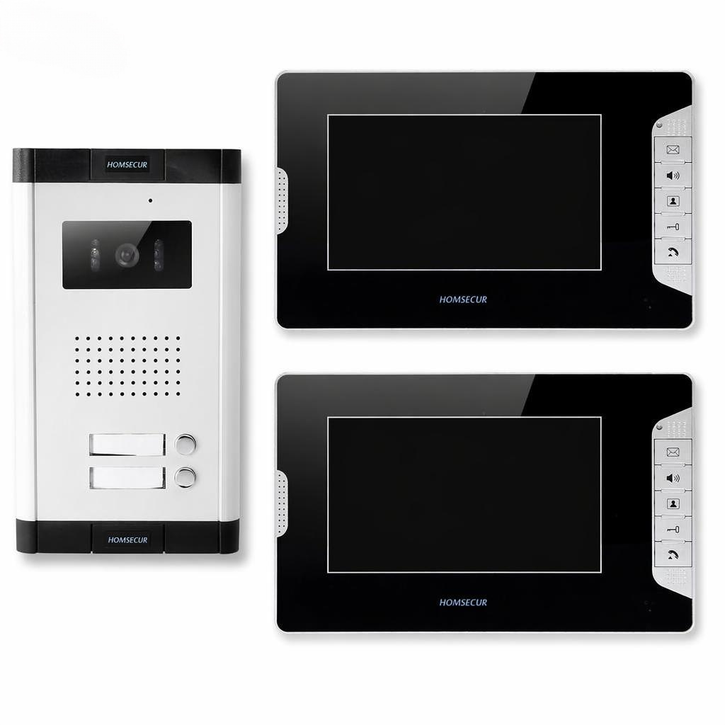 Home Security Doorbell Camera - ระบบอินเตอร์คอมวิดีโอแบบ 4 สาย 2 ครอบครัว พร้อมจอภาพ