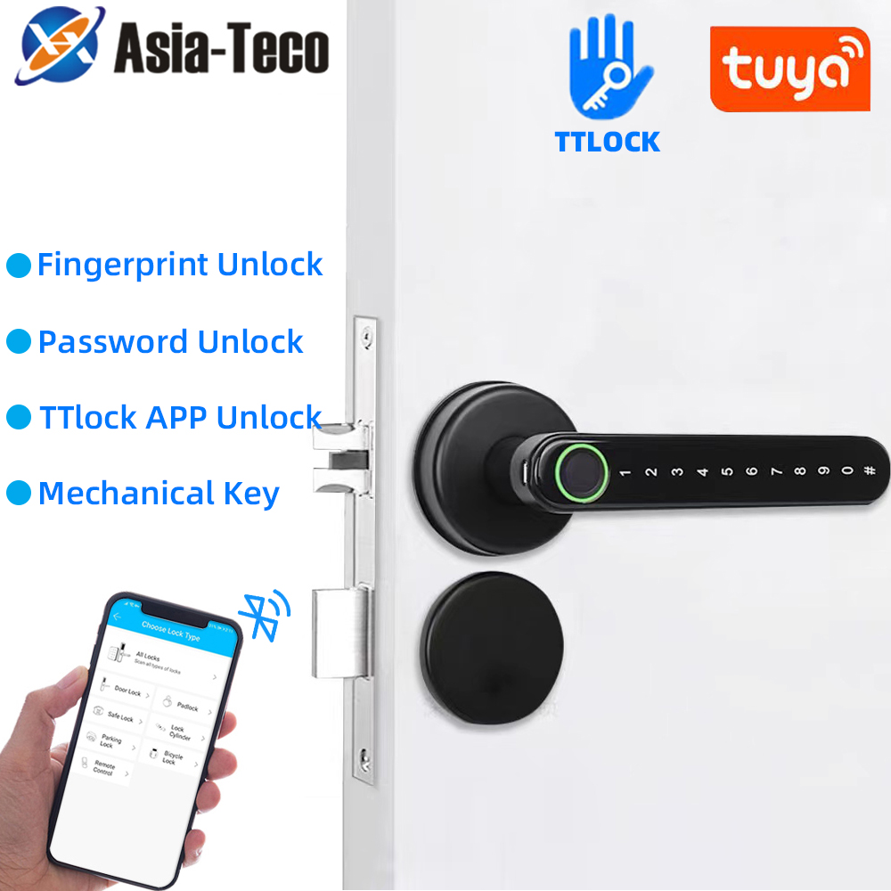 Home Security Key - TTLock สมาร์ทบลูทูธล็อคลายนิ้วมือรหัสผ่าน Biometric รหัสล็อคประตูพร้อมที่จับอิเล็กทรอนิกส์ - APP