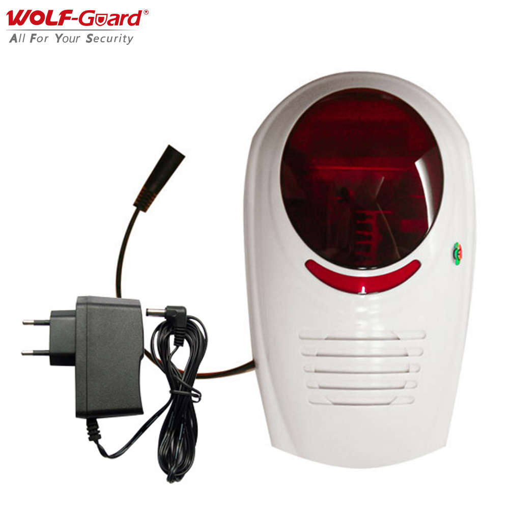 Home Security System Installation - Wolf-Guard 433MHz ไร้สายเสียงกระพริบไซเรน 110dB ในร่มกลางแจ้งกันน้ําสําหรับ GSM