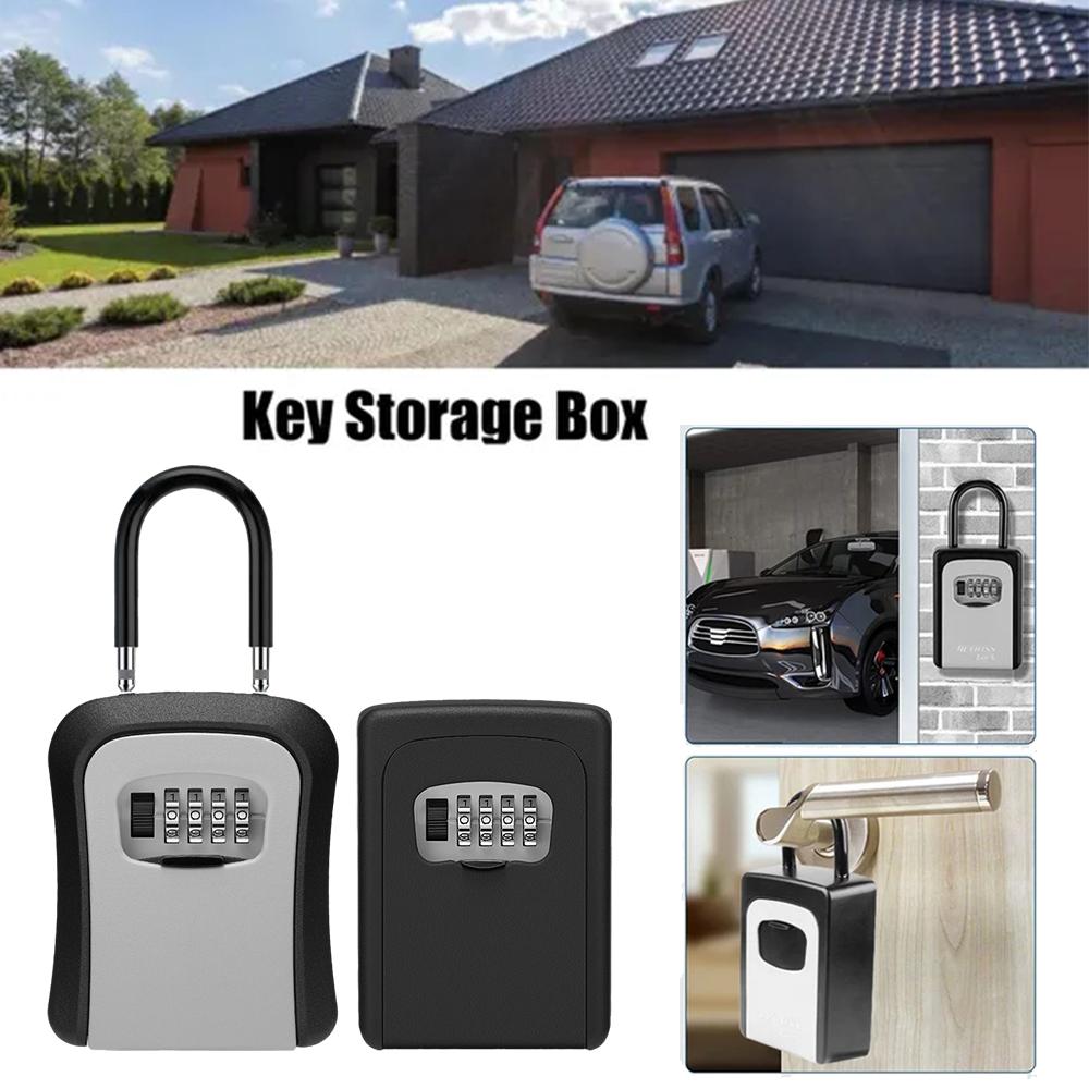 Home Security Key - ติดผนังกล่องเก็บกุญแจแบบพกพากล่องล็อคกุญแจ 4 หลักล็อคความปลอดภัยกล่องรีเซ็ตรหัสปลอดภัยล็อคกล่องสําหรับ Home
