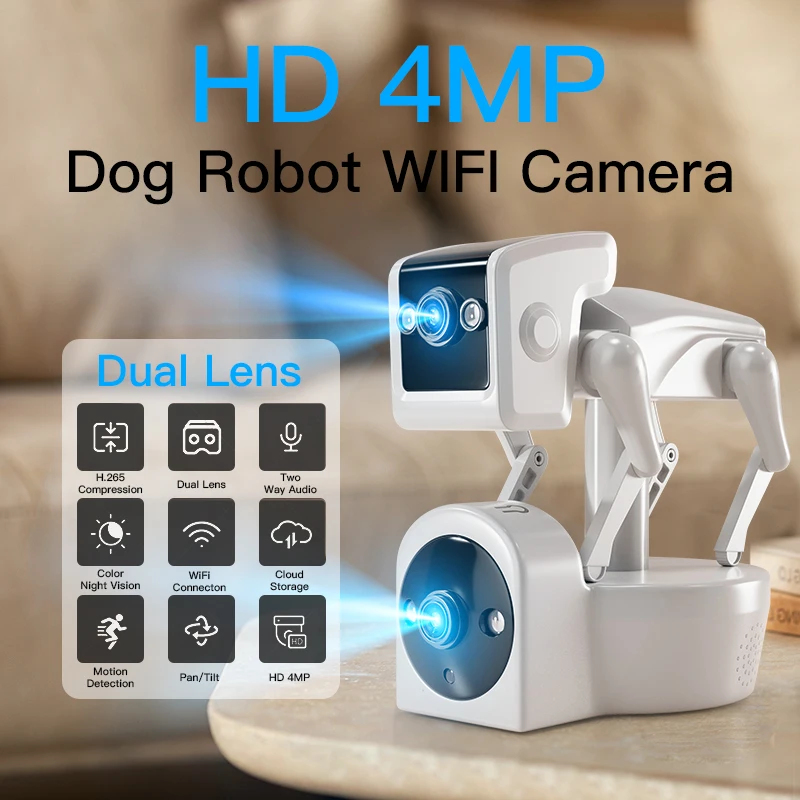Home Security Robot Dog - กล้องหุ่นยนต์สุนัข 1080P 5G เลนส์คู่ 4MP แอป