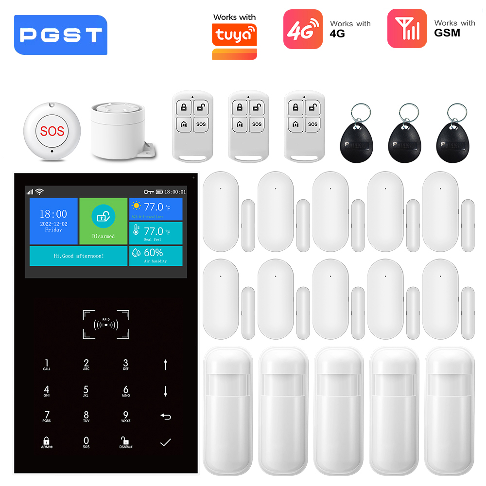 Home Security System Installation - ระบบเตือนภัย 4G GSM WiFi ทำงานร่วมกับชุดอุปกรณ์รักษาความปลอดภัยบ้านอัจฉริยะ Tuya