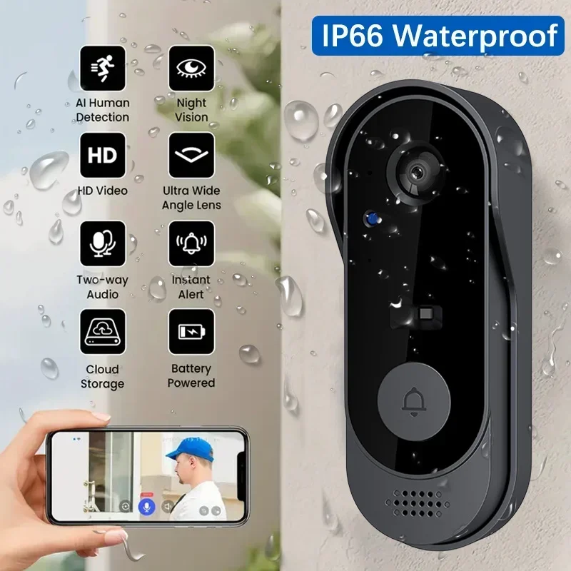 กล้องวิดีโอ HD ไร้สายกันน้ำสำห - Home Security Doorbell Camera บทวิจารณ์และราคา
