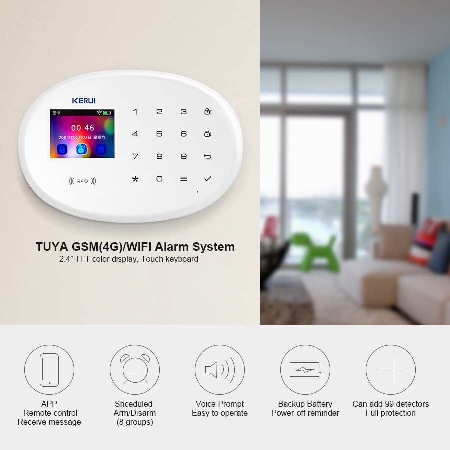 KERUI ชุดระบบเตือนภัย WIFI GSM - Home Security System Installation บทวิจารณ์และราคา