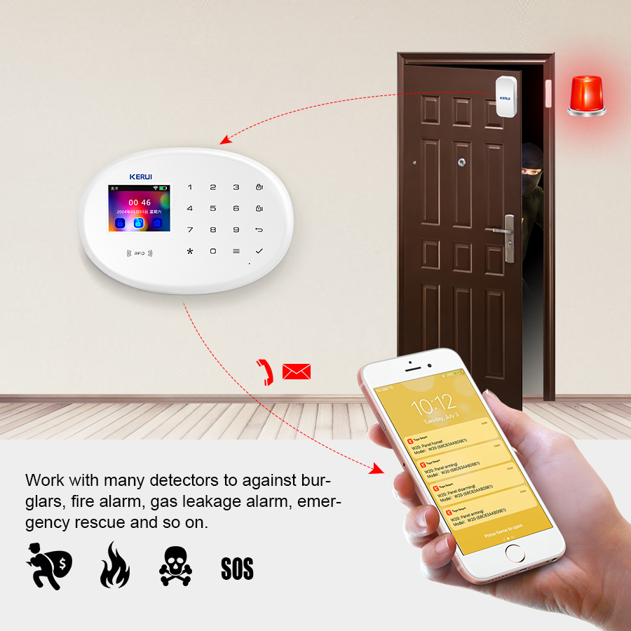 KERUI ชุดระบบเตือนภัย WIFI GSM - Home Security System Installation บทวิจารณ์และราคา
