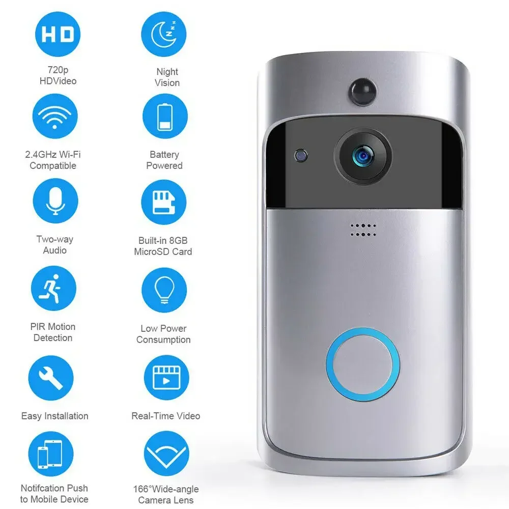 720P HD สมาร์ทโฮมไร้สาย WIFI ก - Home Security Doorbell Camera บทวิจารณ์และราคา